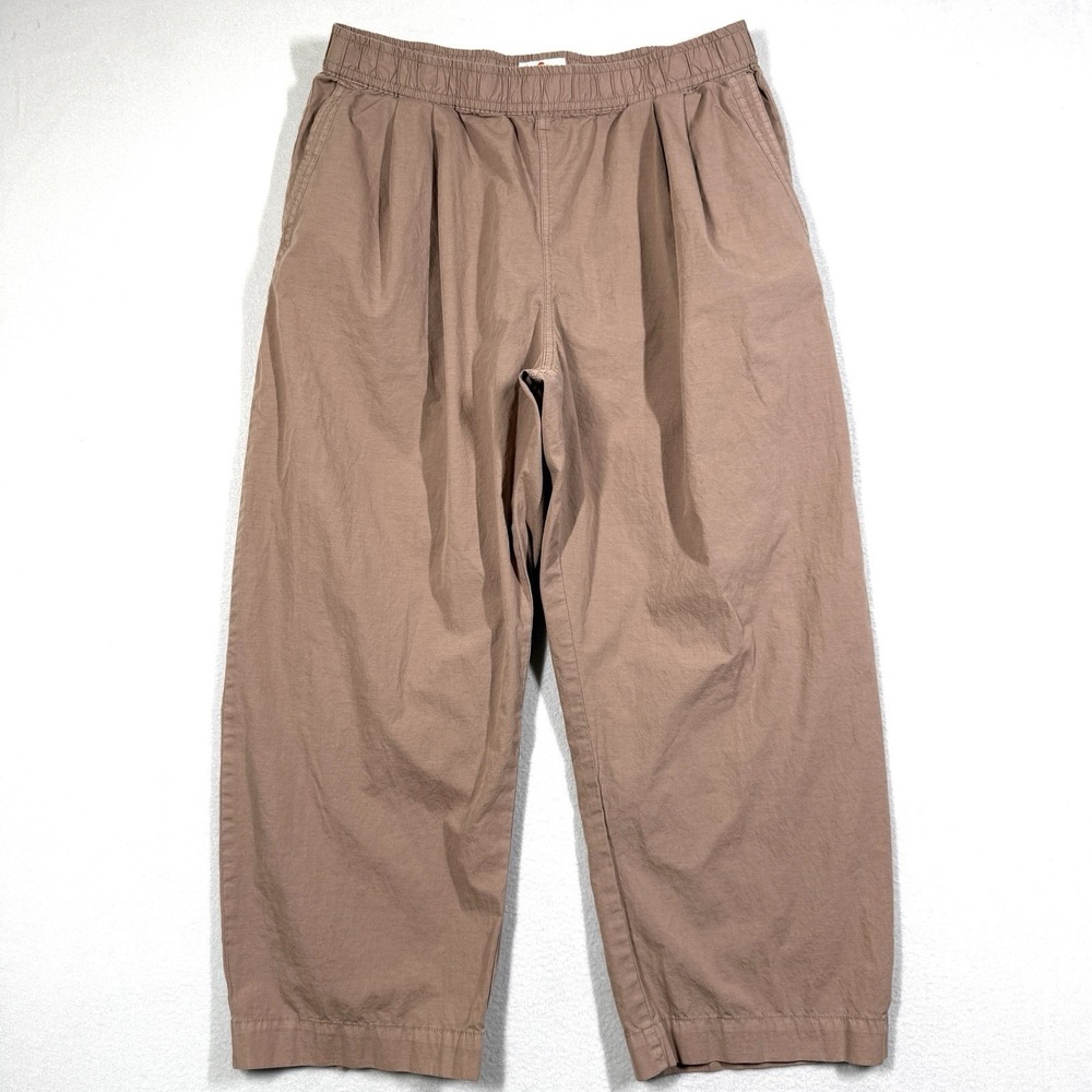 Marine Layer Pants Womens Large Kyra Poplin Barrel Pull On Elastic Waist Truffle
